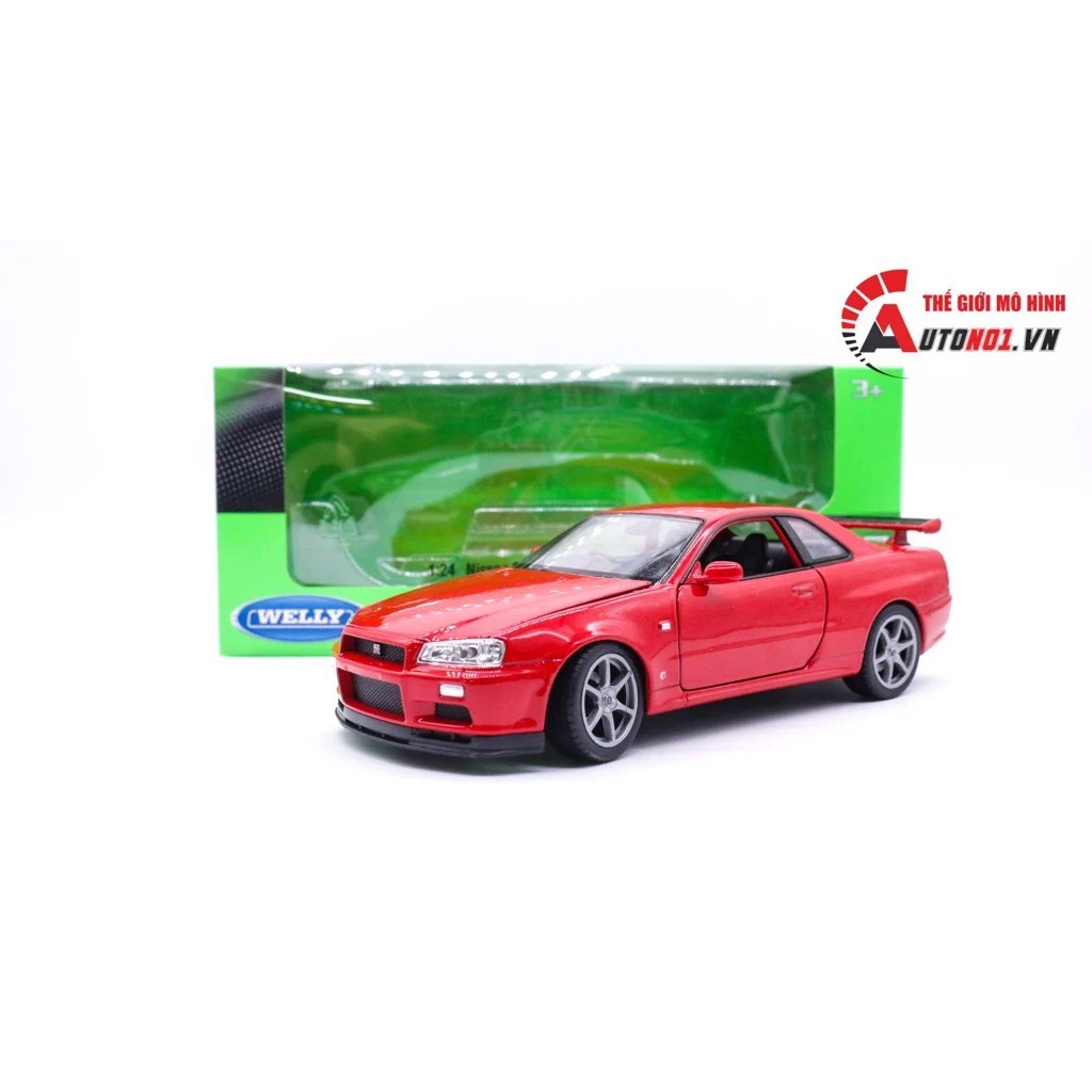 MÔ HÌNH XE NISSAN SKYLINE GT-R R34 RED 1:24 WELLY 7452