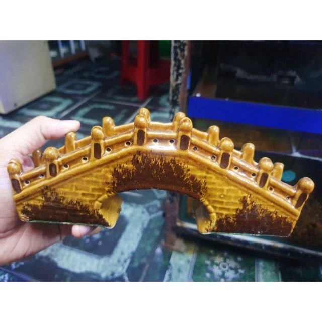 CẦU TRÁNG MEN TRANG TRÍ HỒ CÁ NON BỘ 20X4X8CM