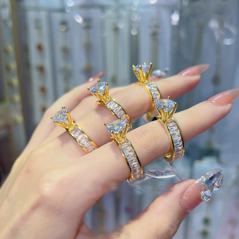 Nhẫn hột cao mạ vàng - màu vàng 18