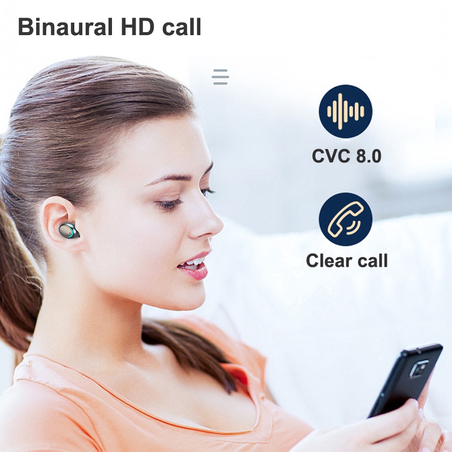 [VITOG] F9-5C TWS 5,0 tai nghe Bluetooth không dây, tiếng ồn-proof, không thấm nước, phiên bản IPX5, với ngân hàng điện 2500mAh