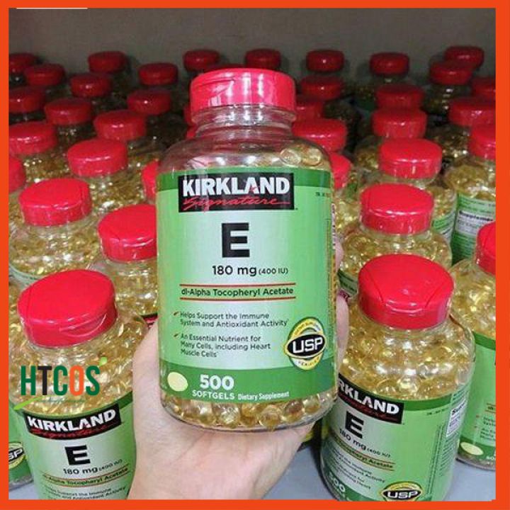 Vitamin E Kirkland 500v Mỹ [NSX 2021 HSD 2025] 400 IU đẹp da, chống lão hoá, giữ mãi tuổi xuân