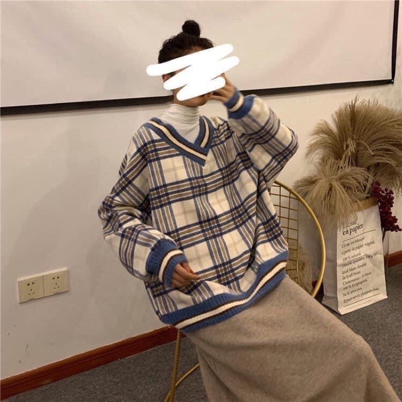 áo kẻ nỉ mix len siêu xinh | BigBuy360 - bigbuy360.vn