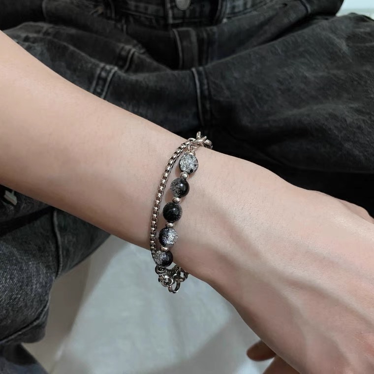 Vòng Tay Chuỗi Hạt Bằng Thép Titan Phong Cách hip hop Thời Trang Cho Nam Và Nữ