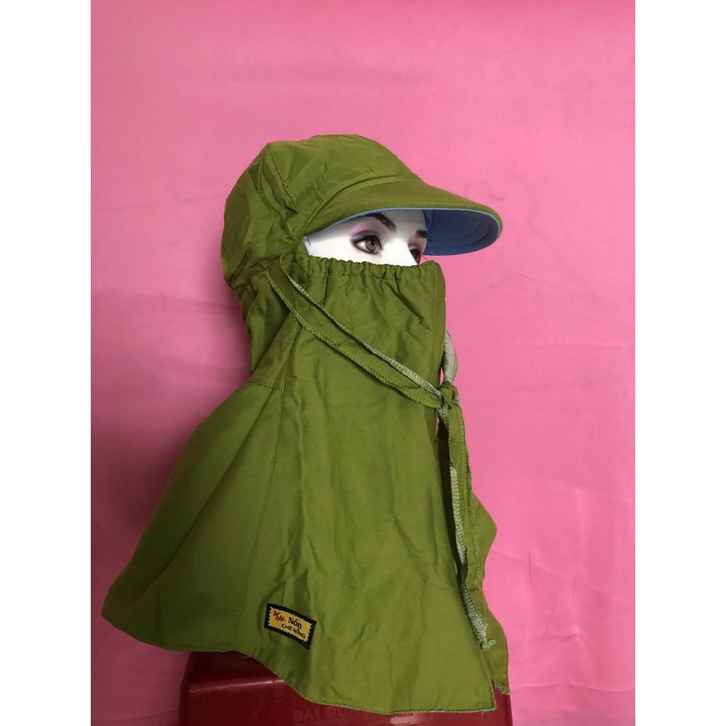 Mũ chống nắng 98% khẩu trang có khóa kéo - vải 1 màu ngẫu nhiên KT002