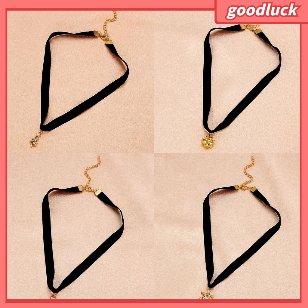Vòng Cổ Choker Bằng Nhung Mặt Hình Cây Thông Giáng Sinh Dành Cho Nữ