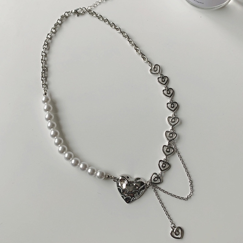 Vòng Cổ Đính Ngọc Trai Hình Trái Tim Xinh Xắn Cho Nữ