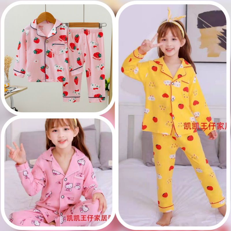 PIZAMA COTTON XUẤT HÀN CAO CẤP CHO BÉ GÁI