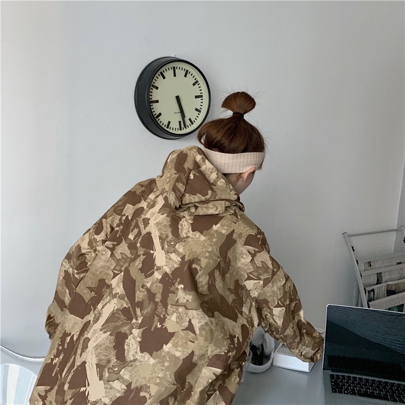 【ZHELIHANGFEI】Áo Hoodie Tay Dài Dáng Rộng Họa Tiết Rằn Ri Cá Tính Thời Trang