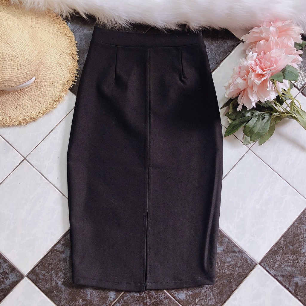 Chân váy công sở dài bigsize xẻ sau màu đen dài 63cm [size từ 48-85kg] | BigBuy360 - bigbuy360.vn