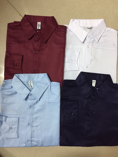 BST sơ mi dài tay nam 5 màu cổ trơn thời trang - TT New