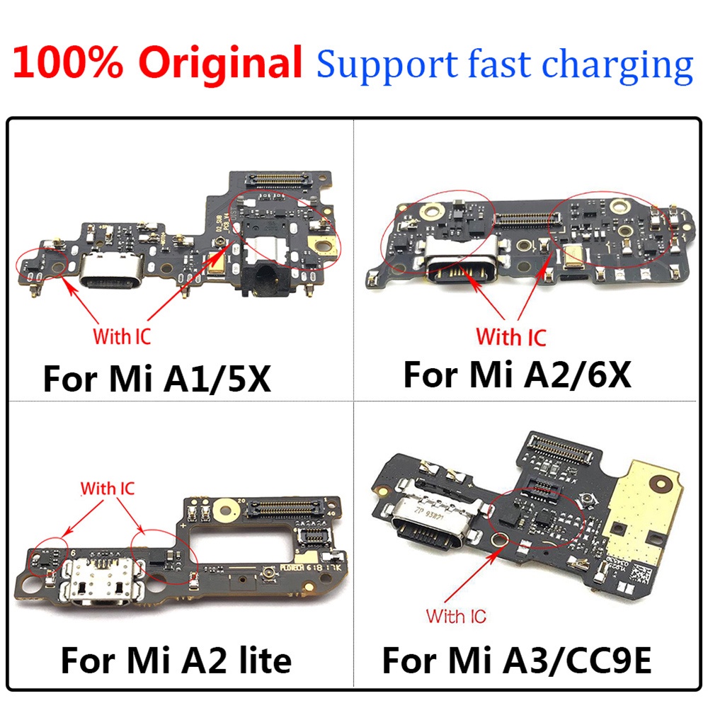 Bảng Mạch Cổng Sạc USB Cho Xiaomi Mi A1 A2 lite A3 5X 6X CC9E Redmi 6 Pro