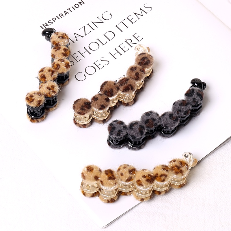 Kẹp tóc gấp 5 tròn họa tiết lông beo thời trang trẻ trung cho nữ K32