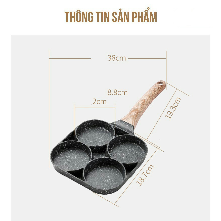 Chảo đá chống dính chia 4 ngăn chiên rán đa năng tiện dụng - Chảo đá chống dính chia 4 ngăn bếp từ, bếp điện, bếp gas 5