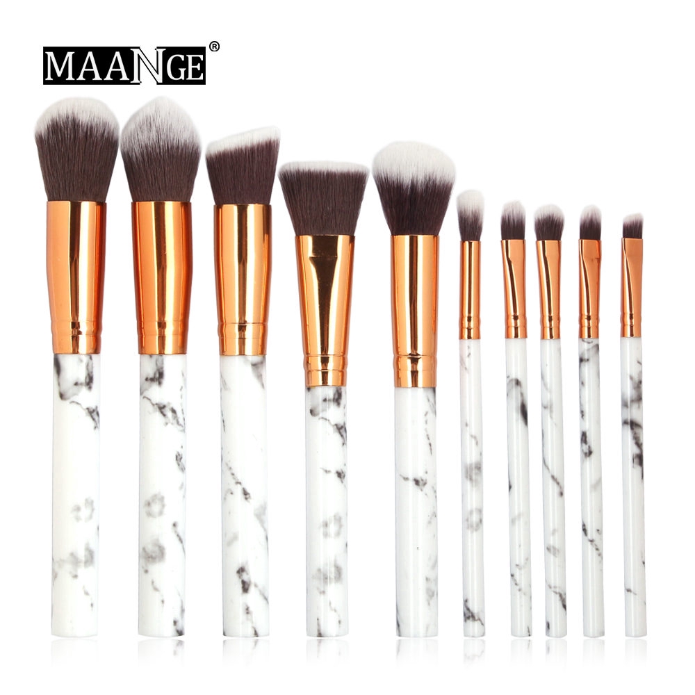 Bộ 10 Cọ Trang Điểm MAANGE Họa Tiết Vân Đá Cẩm Thạch Thời Trang
