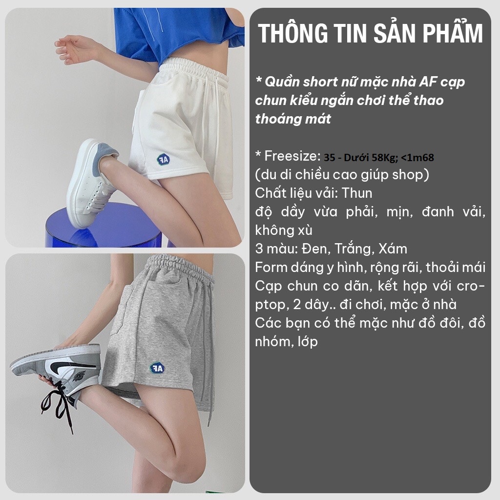 Quần Short Nữ Thêu FA Thun Cotton Da Cá Cạp Chun Unisex Thể Thao Ống Rộng Bigsize Kiểu Ngắn Ulzzang NUPAKACHI