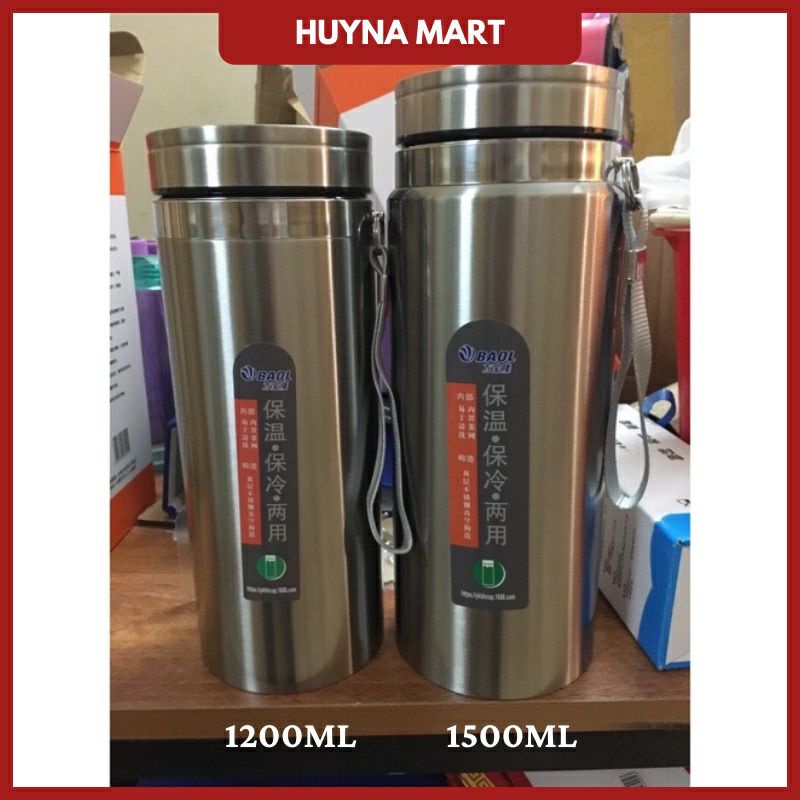 Bình Giữ Nhiệt Nóng Lạnh Inox 2 Lớp Cao Cấp , bình nước giữ nhiệt , Nhiều Dung Tích 1200ml