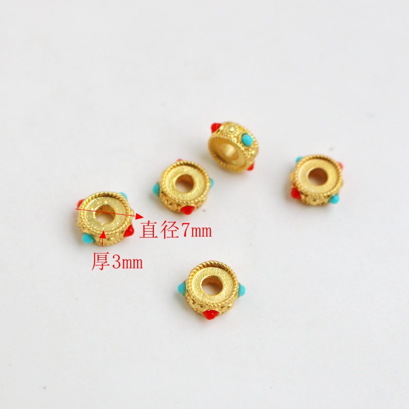 Phụ Kiện Bánh Xe Lỗ Lớn 3 * 7mm 14K Màu Vàng Đồng Chuyên Dụng Làm Vòng Tay/Dây Chuyền diy