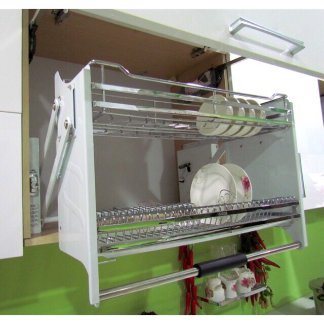 Kệ chén bát âm tủ tự động cao cấp, kệ kéo đi động úp bát đĩa inox304, có khay hứng nước