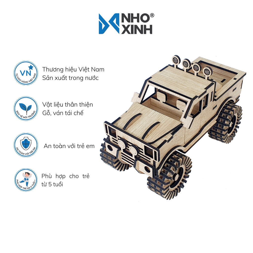 MÔ HÌNH ĐỒ CHƠI XE HUMMER xe hơi ô tô bằng gỗ Melamine trang trí trưng bày quà tặng