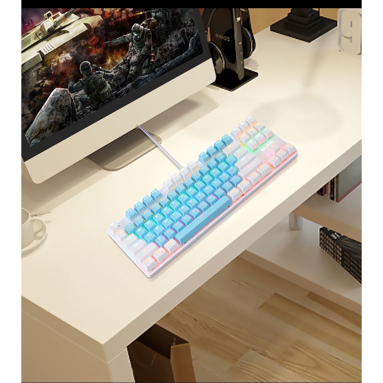 Bàn Phím Cơ BAJEAL K100 Led 12 Chế Độ Phím Cơ Blue Switch