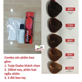 Màu nhuộm tóc osaka có kèm theo oxy trợ nhuộm và bao tay - bảng màu số 13 - chuyên sỉ phụ liệu tóc