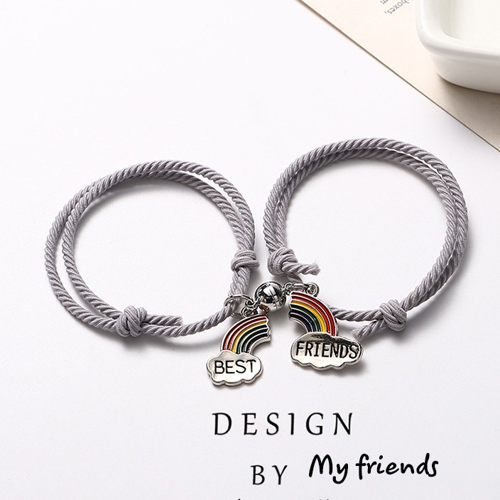 Vòng tay đôi 2 trong 1 chun tóc co giãn 1 size nam châm hút dính liền nhau | BigBuy360 - bigbuy360.vn