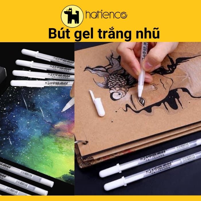 Bút gelly trắng ,bút mực gel trắng - họa cụ chuyên nghiệp