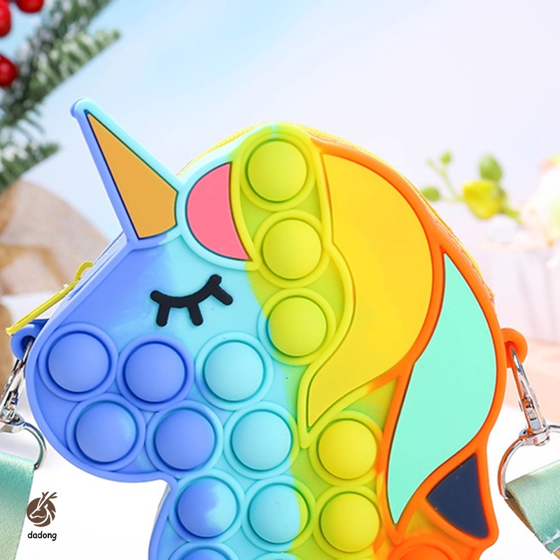 ⚡Giá thấp nhất⚡Pop It Fidget Rainbow Color Bubble Bag Toy Crossbody Bag Túi kỳ lân Giải tỏa căng thẳng