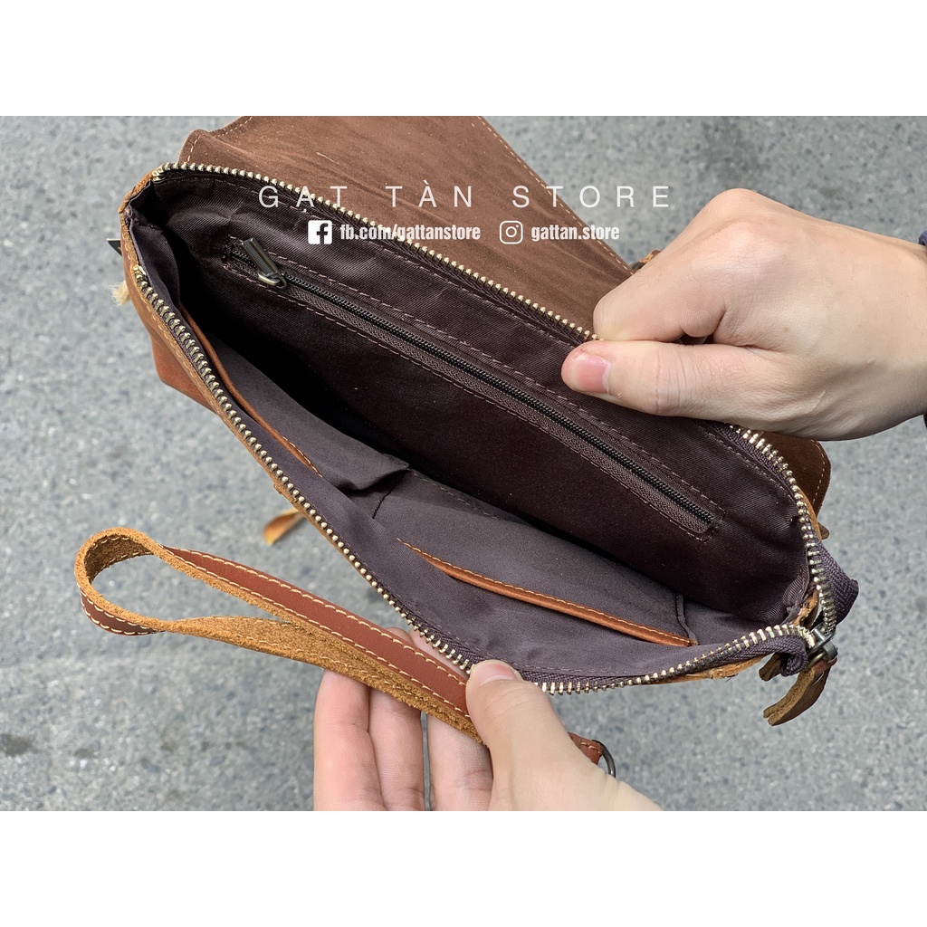 [BẢO HÀNH TRỌN ĐỜI] Clutch Da Bò Cầm Tay Cao Cấp Hàng Đẹp Gạt Tàn Store / Cam Kết Da Bò Thật 100% - CL23