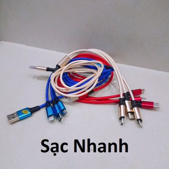 [FREESHIP] CÁP SẠC 3 ĐẦU DÂY RÚT - NAM CHÂM CHỐNG RỐI - BÁO SẠC NHANH