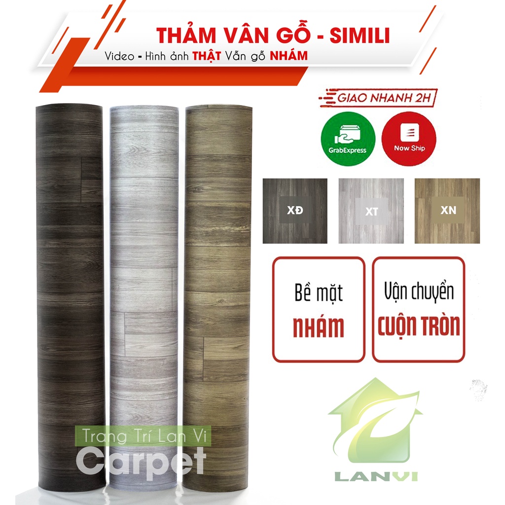 Thảm trải sàn simili, thảm lót trải phòng sàn giả gỗ nền nhựa pvc nhám giá rẻ dày 0.5mm nhiều mẫu