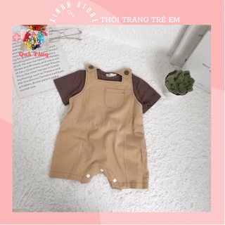 Sét Yếm Cho Bé Trai, Bé Gái 4-12kg, Sét Yếm Unisex Kèm Áo Cotton Co Giãn Cho Bé