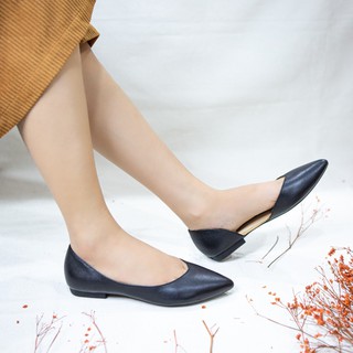 Giày Búp Bê ATTOM Da Bò Cao Cấp Trơn Mũi Nhọn - MSP : AW10056
