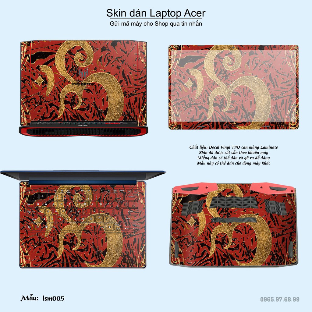 Skin dán Laptop Acer in hình Biểu Tượng Om Vàng - lsm005 (inbox mã máy cho Shop)