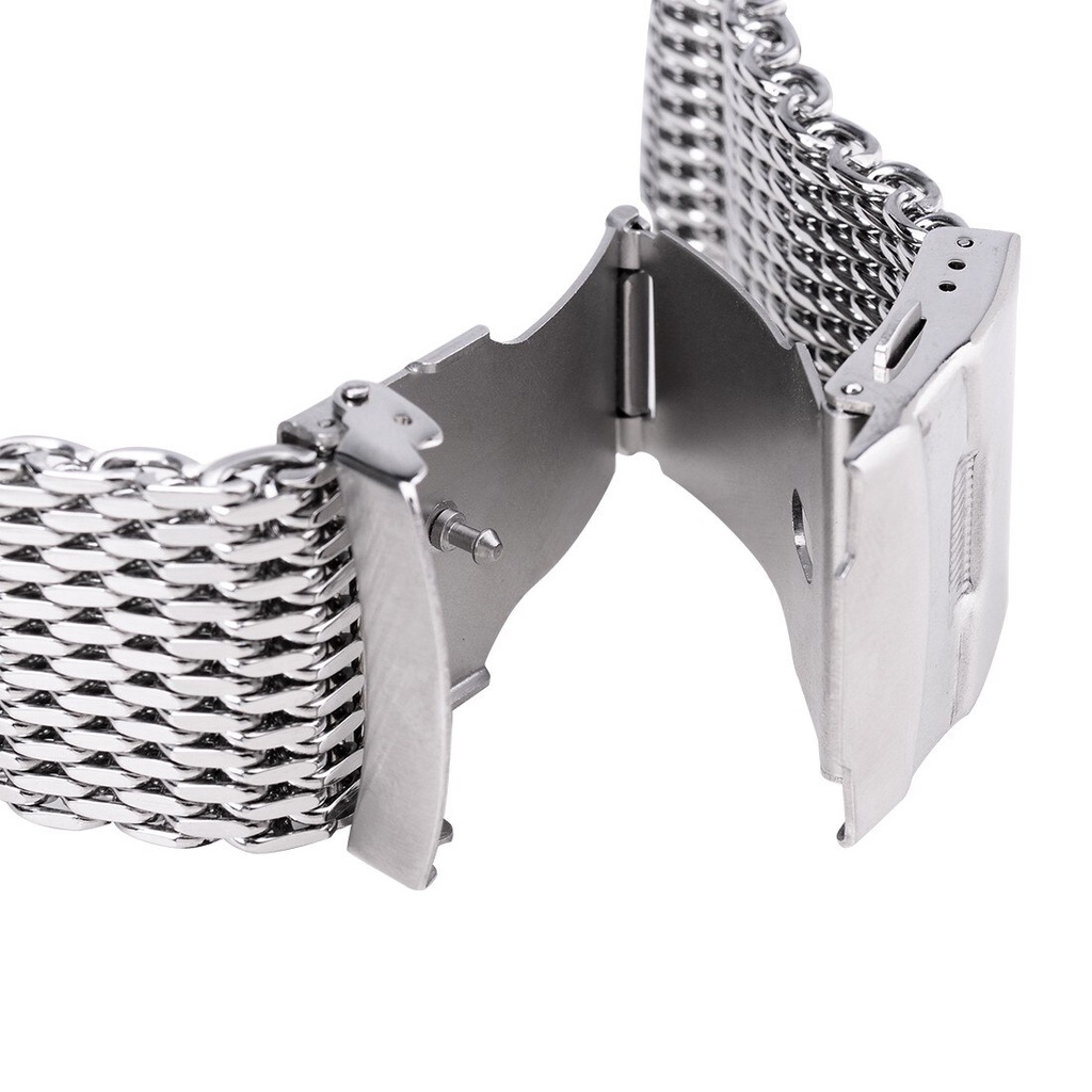 Dây Đồng Hồ Thay Thế Bằng Thép Không Gỉ Dạng Lưới Dày 4.0mm Khóa Bấm Đôi 18 / 20 / 22 / 24mm Thông Dụng Cho Nam