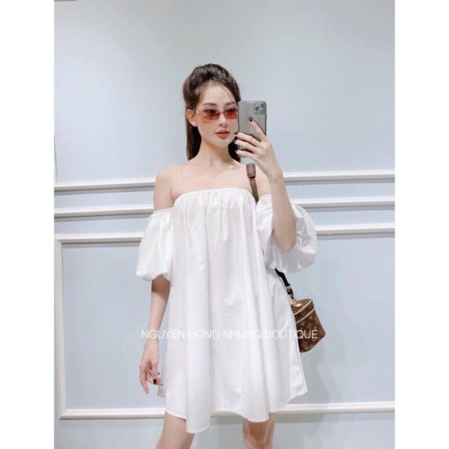 Váy trễ vai 💚đầm nữ babydoll dáng xuông cực xinh, phong cách tiểu thư vintage,hót 2021 MAGIDO -