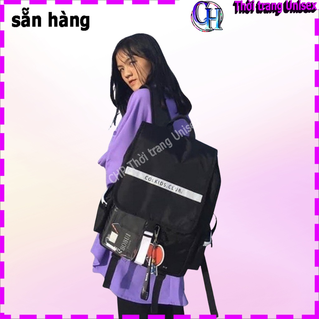 Balo phản quang hot hit thời trang Xám và Đen SS3  cặp đi học nam nữ M01