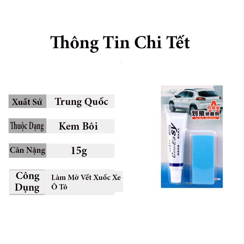 Kem Làm Mờ Vết Xước Xe Ô Tô,Xe Máy - Tặng Kèm Miếng Bọt Biển Đánh Bóng Xe