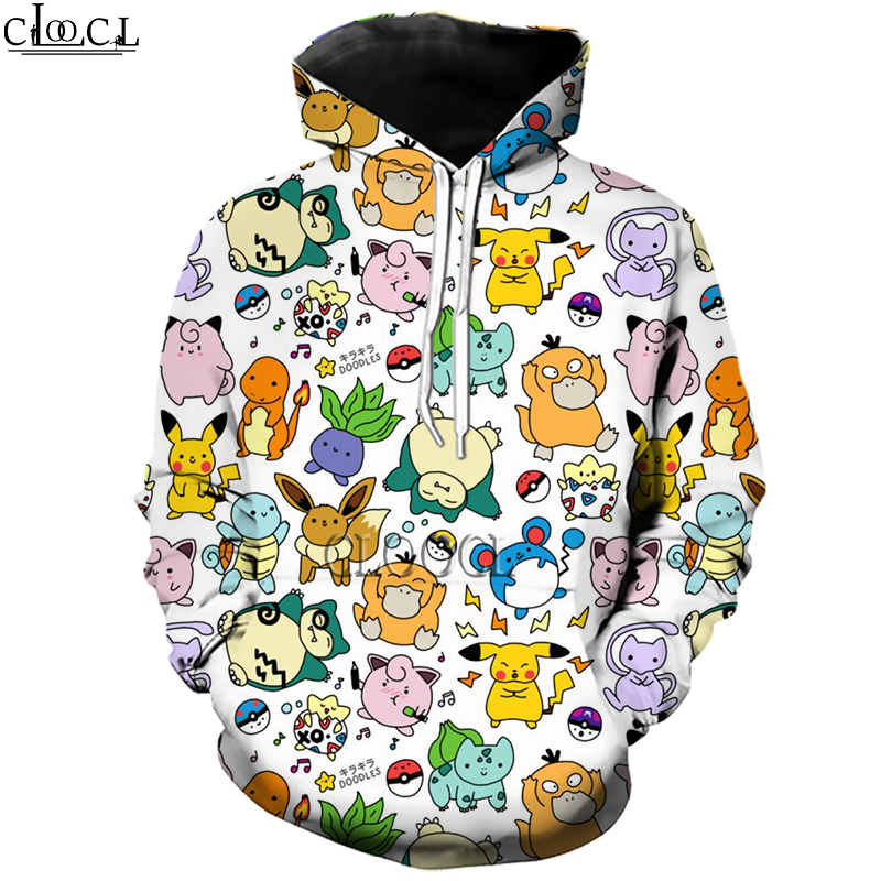 CLOOCL Anime Pokémon Pikachu 3D Print Men Street Style Hoodies