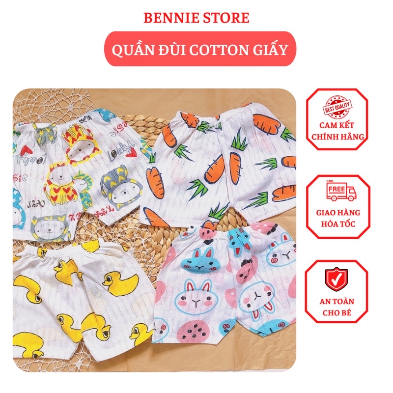 Set 5 quần đùi cotton giấy cho bé (4-10 kg), Quần ngắn cho bé trai, bé gái