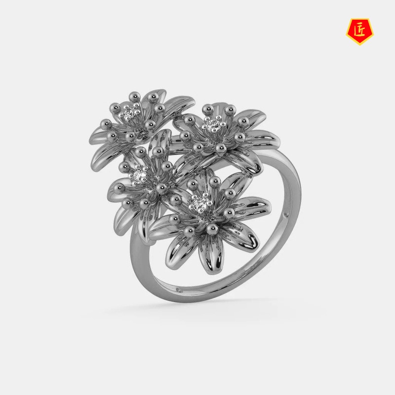 Nhẫn Mạ Vàng 18k Hình Hoa Cúc Sang Trọng