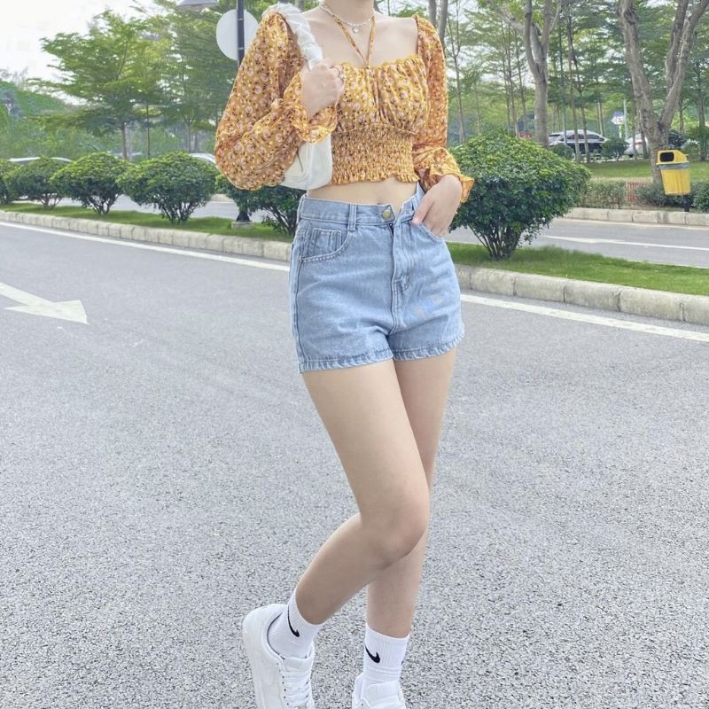 [Mã FAMAYWA giảm 10K đơn 50K] quần short jean nữ,quần bò nữ cạp cao,quần sooc jean nữ cạp cao