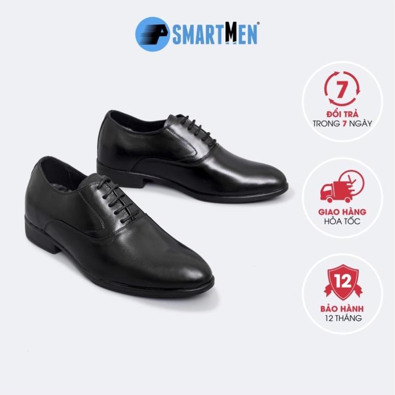 Giày tây công sở nam SMARTMEN tăng chiều cao da bò GC-08 Đen 👞