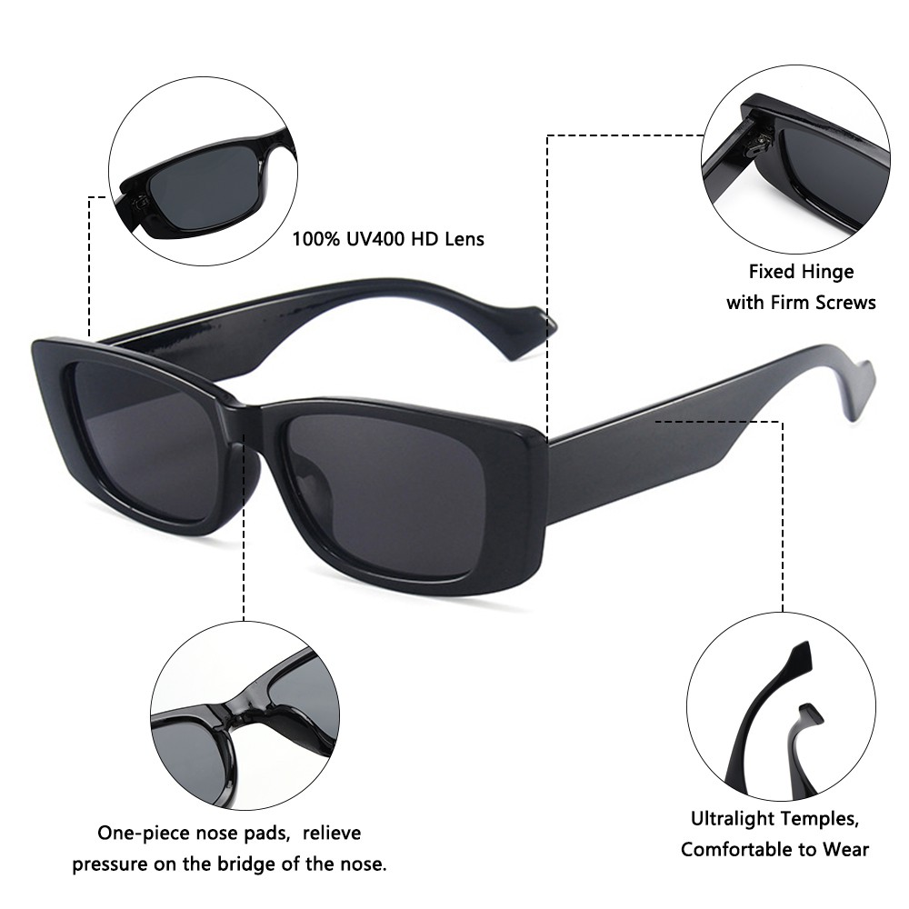 Kính Mát Hình Chữ Nhật Nhỏ Chống Tia UV400 Thời Trang Đi Biển Cho Nữ