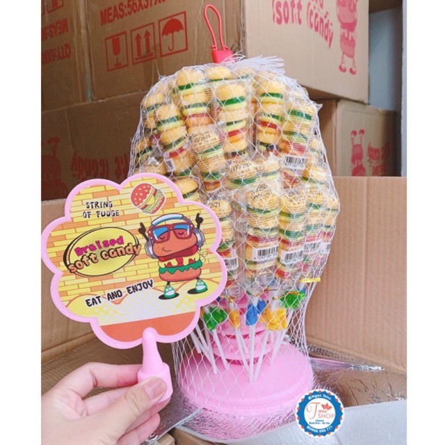 1 que kẹo dẻo Burger - Hongkong, ăn vặt ngon rẻ TaNo