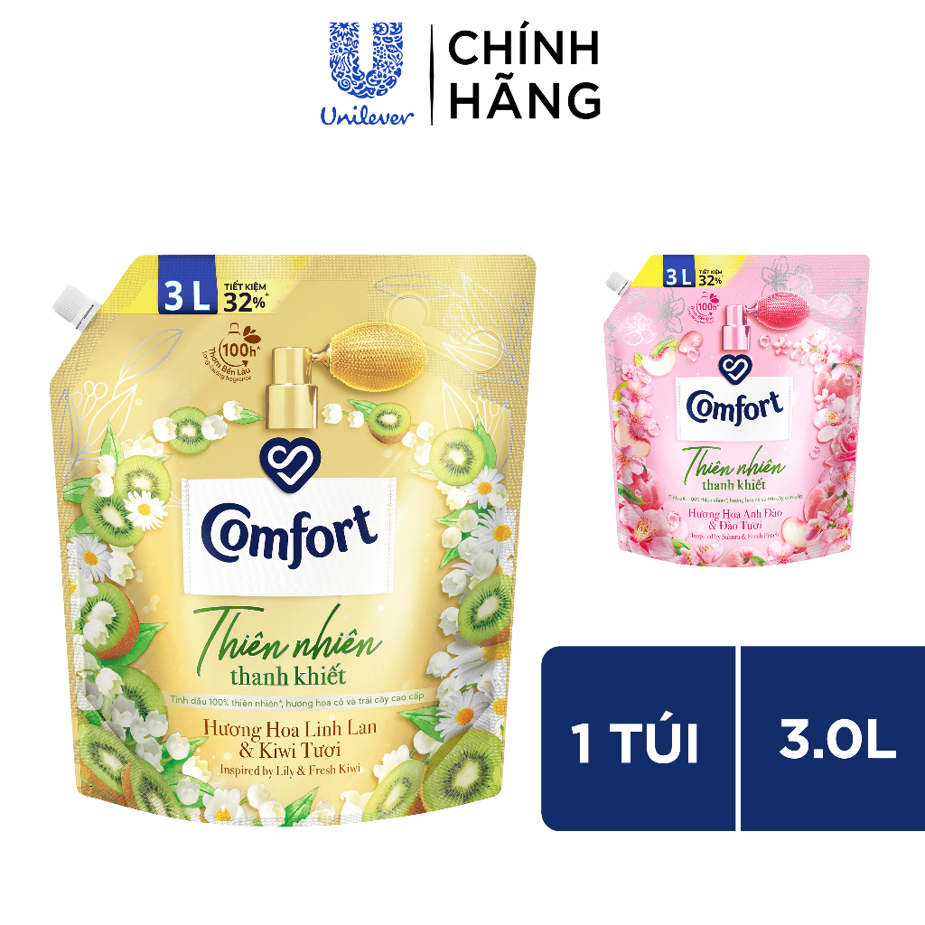 Nước Xả Vải Comfort Thiên Nhiên Thanh Khiết Túi 3.0L