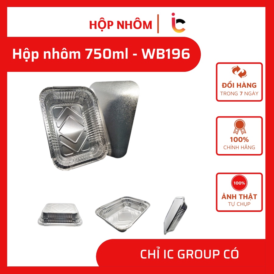 Bộ 10 Hộp Nhôm Đựng Thực Phẩm IC Cao Cấp 700ml Có Nắp Đựng Thực Phẩm Dùng 1 Lần - WB196