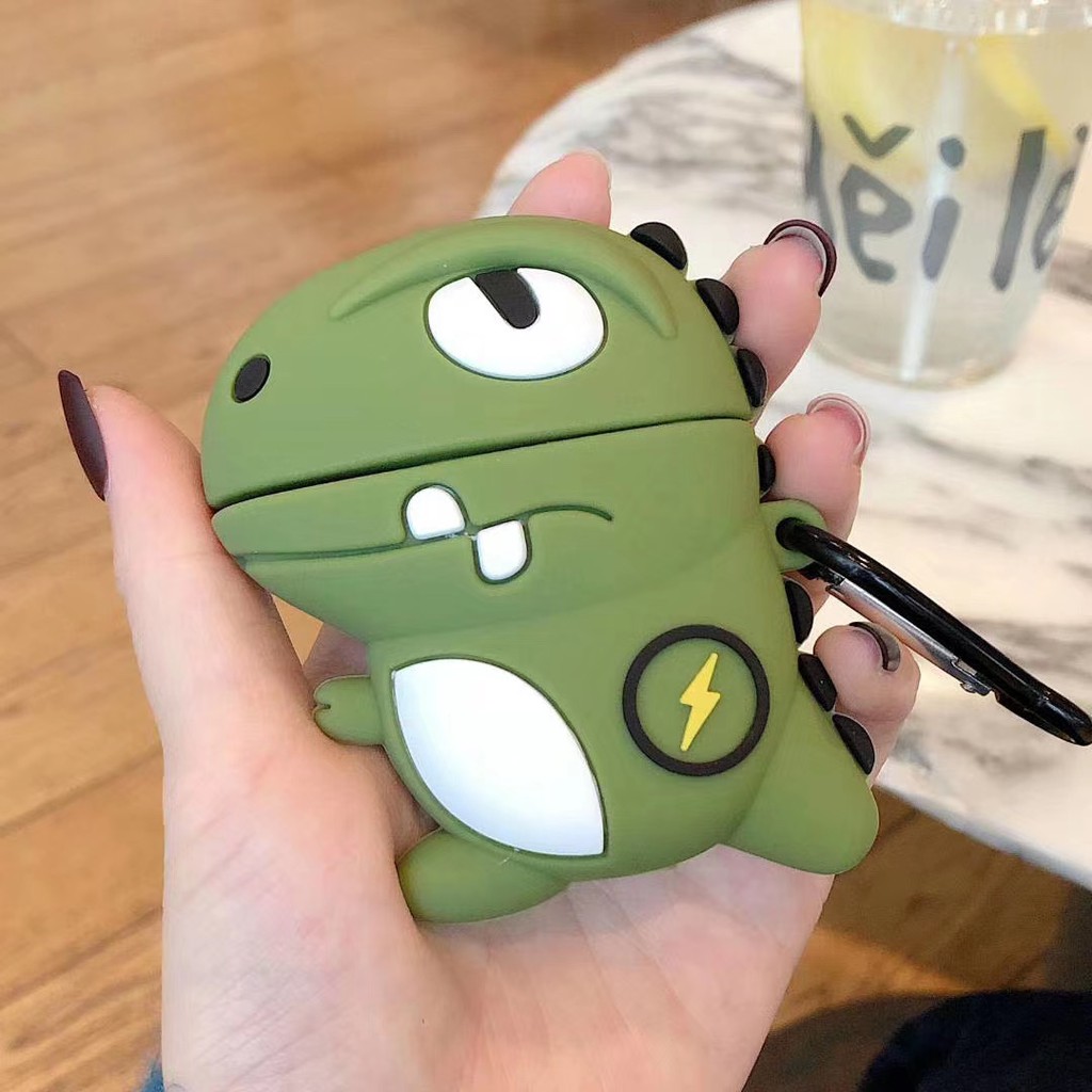 Vỏ bảo vệ hộp đựng tai nghe hình chú khủng long dễ thương thích hợp cho Airpods 1 / 2 Pro airpods 3