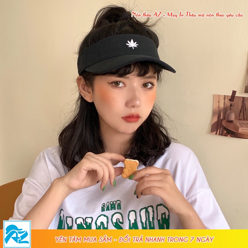 Mũ nửa đầu nam nữ - Nón lưỡi trai thể thao tennis cầu lông thêu lá phong MT593