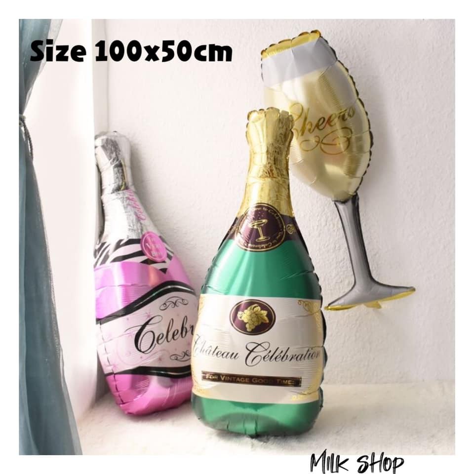 Bong bóng hình ly chai Milkshop MP03 100x50cm màu xanh/ hồng